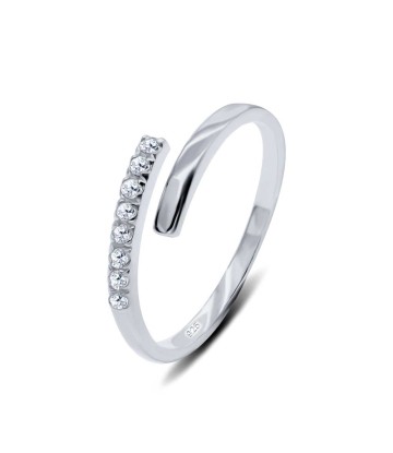 CZ Rhodium Plated Spiral Silver Ring NSR-3900-RP